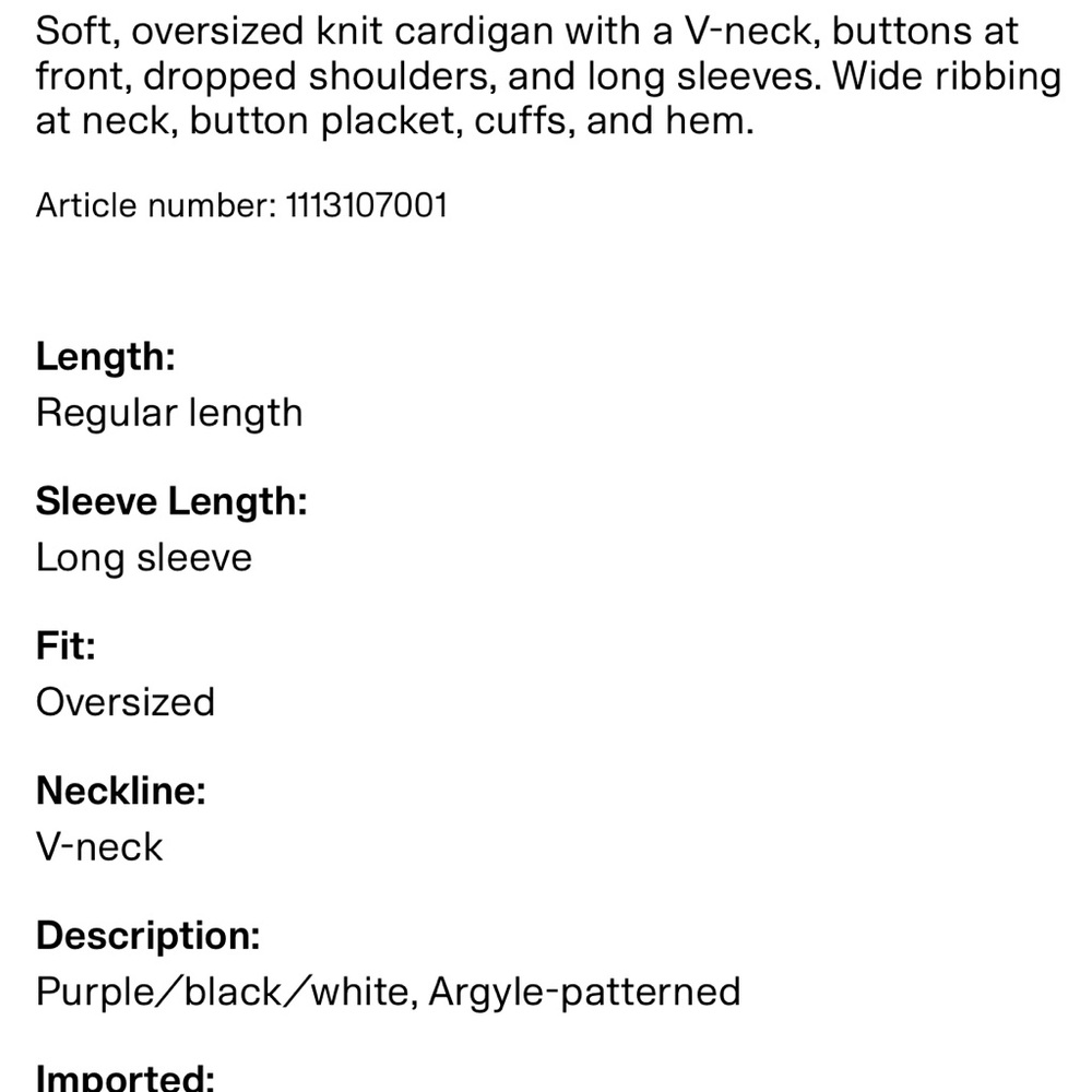 Men's Black and Purple Argyle Sweater - Picture 3 of 3